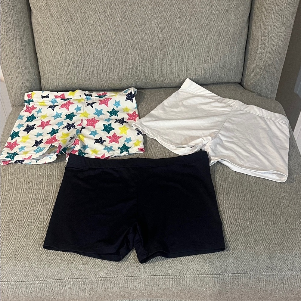Set of Three Girls Shorts - Star Print, White, Navy Blue Size L 10 / 12 - Picture 1 of 9